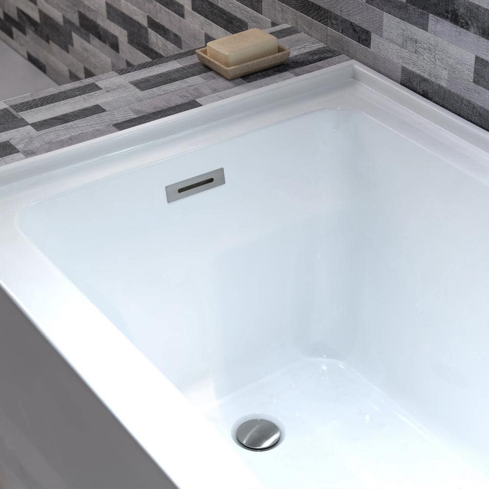 Vine 60'' White Acrylic Alcove Soaking Bathtub