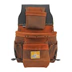 11 in. 9-Pocket Elite Series Leather Tool Pouch in Brown