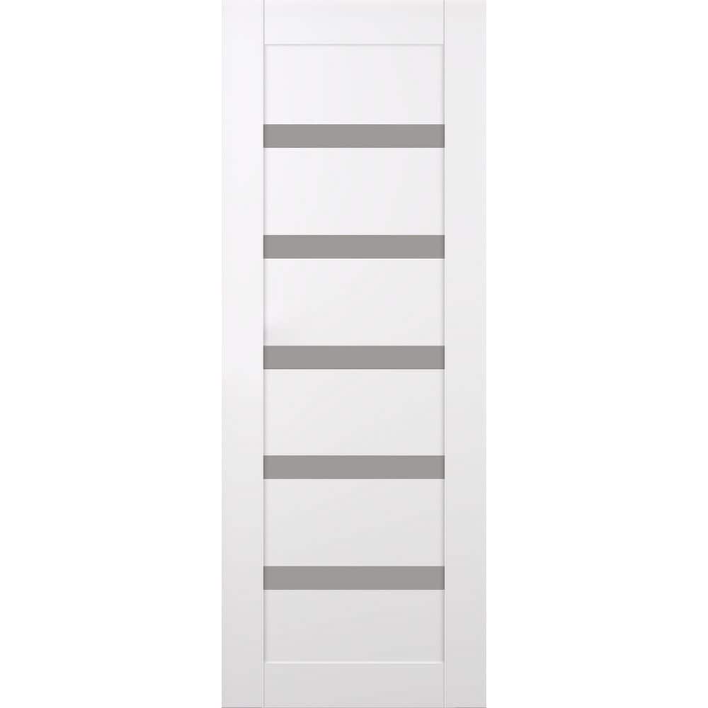 Leora N 36 in. x 84 in. No Bore 6-Lite Frosted Glass Snow White Solid Composite Core Wood Interior Door Slab price history on PriceWatchPro