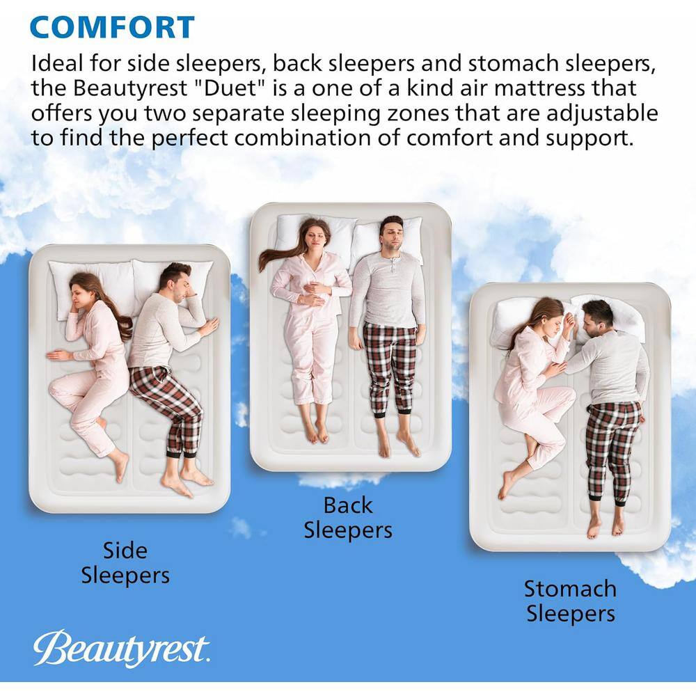 Duet 18" Queen Brown Vinyl Air Mattress with Built-in Pump