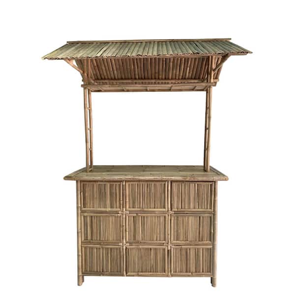 MGP 76 in. L 24 in. W 89 in. H Bamboo Tiki Bar with Bamboo Tile Roof and Single Tier Counter