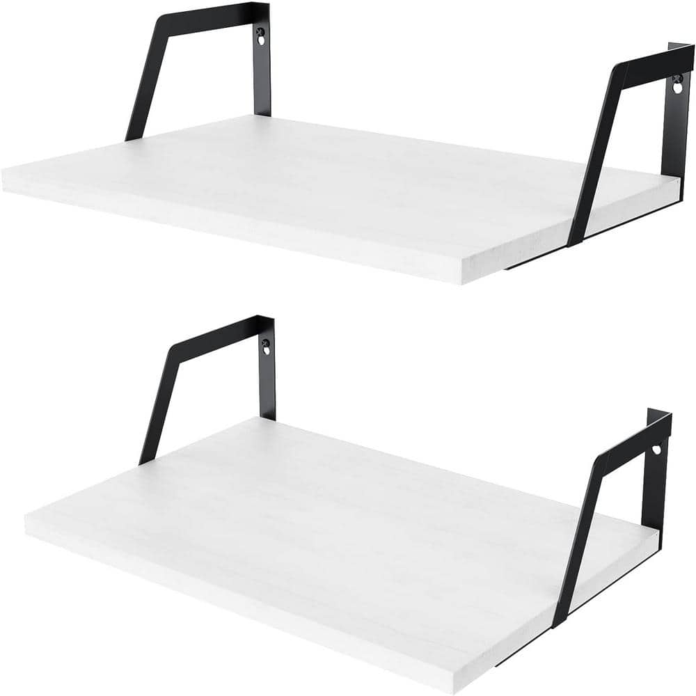 16.5 in. W x 11.8 in. D Washed White Wood Composite Decorative Wall Shelf, 