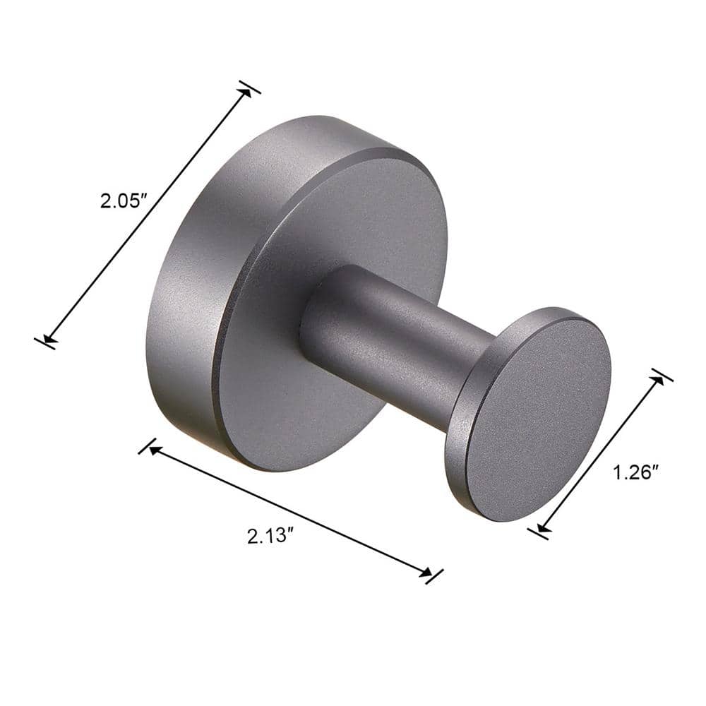 Gray Space Aluminum Wall Mounted Towel Hooks, 2-Pack