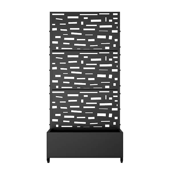 PexFix 35 in. x 16 in. x 12 in. Black Steel Boulevard Outdoor Planting Box with 73 in. x 35 in. Climbing Frame (1-Pack)