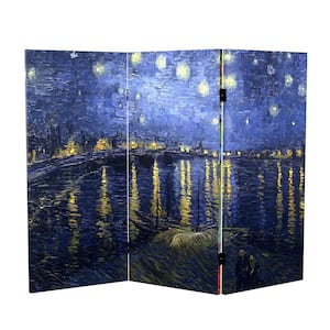 3 ft. Short Works of Van Gogh Canvas 3-Panel Folding Screen