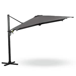 10 ft. Aluminum Offset Cantilever Tilt Patio Umbrella 360-Degree Rotation in Grey