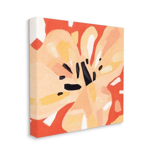 Stupell Industries "Tropical Floral Abstraction Orange Yellow" by Annie Warren Unframed Nature Canvas Wall Art Print 17 in. x 17 in.