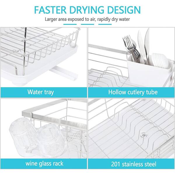 Buy Cuisinart Aluminum Rust Proof Dish Drying Rack - Compact Dish Drying  Rack with a Removable Tray, Swivel Draining Spout, and Utensil  Caddy-Perfect Kitchen Countertop Organizer, Silver, 16 x 12 x 5.5