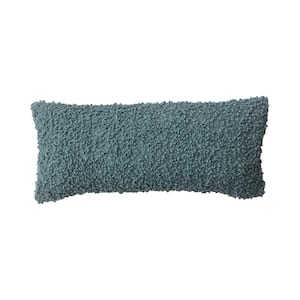 Dusty Blue Hand-Woven Polyester 28 in. x 12 in. Fabric Lumbar Throw Pillow