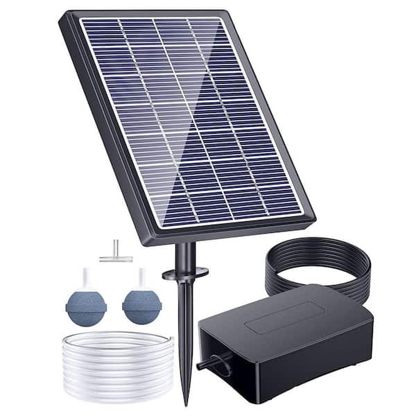 Solar Aerator for Pond with 2200mAh Batt Backup, 3-Modes Air Pump for Hydroponics, Outdoor Fish Pond Bubbler