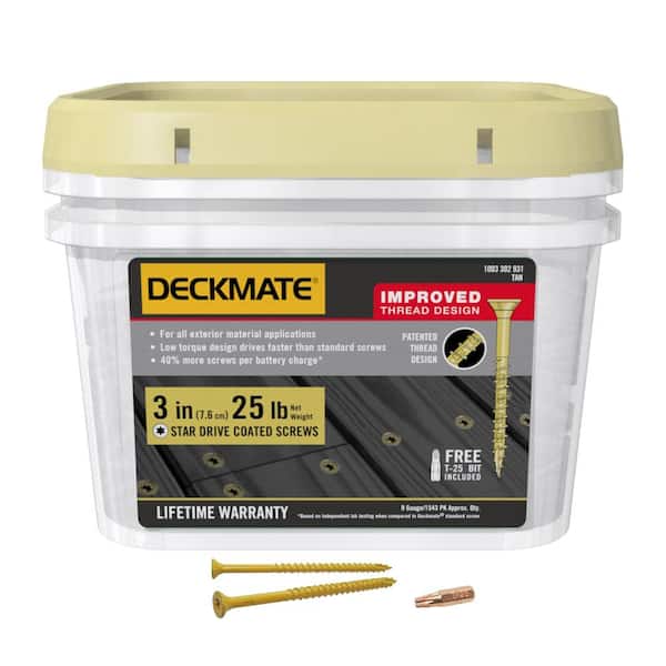 DECKMATE #9 x 3 in. Tan Self-Starting Star Drive Flat Head Exterior Wood Deck Screws for Wood to Wood Decking (25 lb.-Pack)