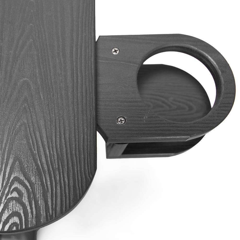 Dark Gray Folding Adirondack Chair Set with Cup Holder, 4-Piece