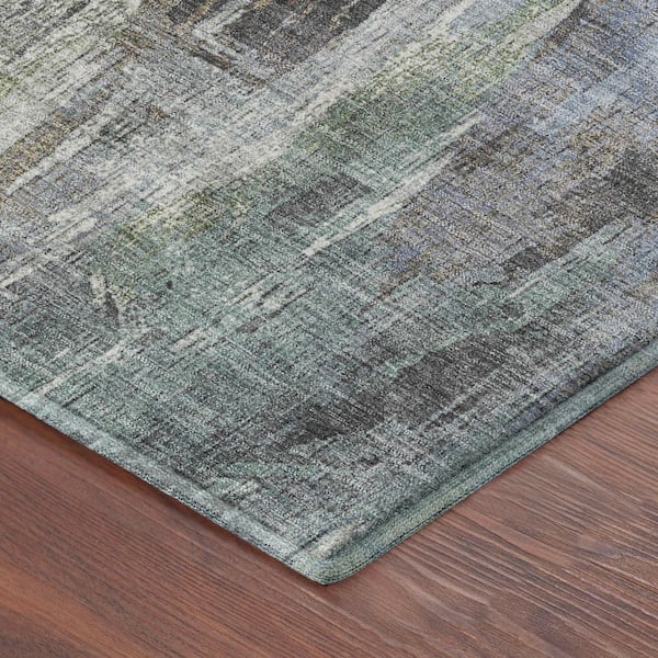 Mayfield Premium Machine Washable Abstract AMF2269 Fern 10 ft. x 14 ft. Area Rug