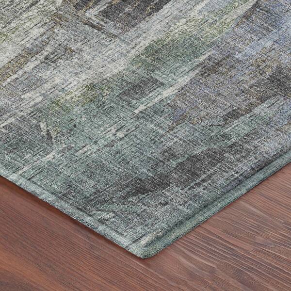 Mayfield Premium Machine Washable Abstract AMF2269 Fern 3 ft. x 4 ft. Area Rug