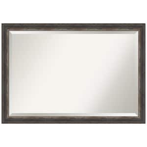 Medium Rectangle Bark Rustic Char Beveled Glass Casual Mirror (27.5 in. H x 39.5 in. W)