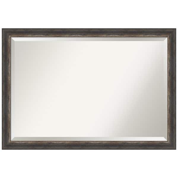 Amanti Art Medium Rectangle Bark Rustic Char Beveled Glass Casual Mirror (27.5 in. H x 39.5 in. W)