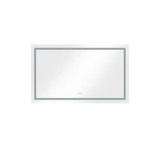 84 in. W x 24 in. H Large Rectangular Framed Anti-Fog LED Light Wall Mounted Bathroom Vanity Mirror in White