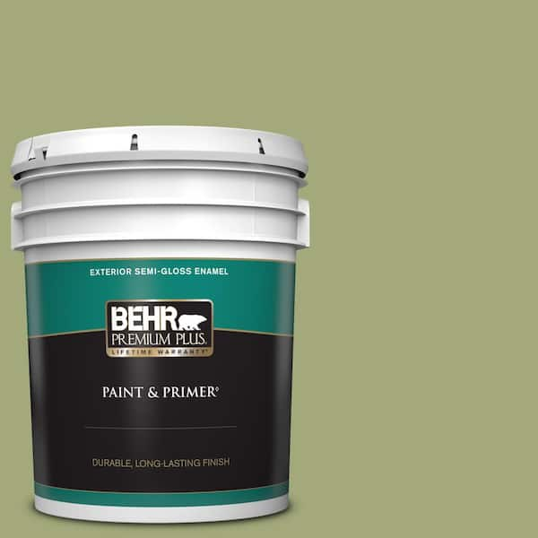 BEHR PREMIUM PLUS 5 gal. #M350-5 Mossy Cavern Semi-Gloss Enamel Exterior Paint & Primer