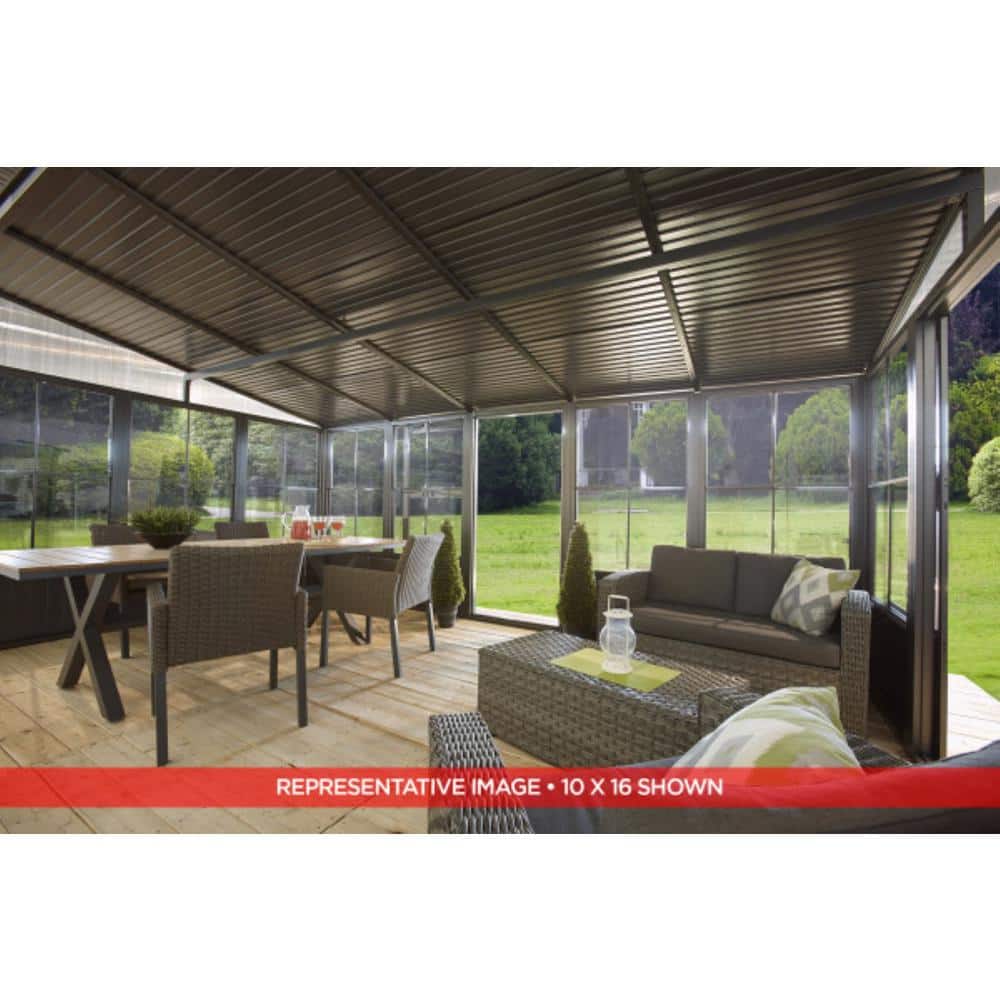 Charleston 10 ft x 10 ft Gray Aluminum and Steel Patio Gazebo