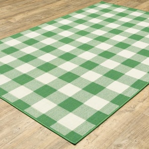 Messina Green/Ivory 8 ft. x 11 ft. Geometric Gingham Check Polypropylene Indoor/Outdoor Area Rug