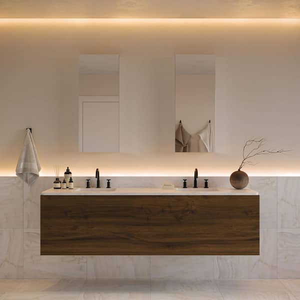 Fresca Senza 15 in. W x 36 in. H Rectangular Anodized Aluminum Medicine Cabinet with Mirror - Recessed or Surface-Mount