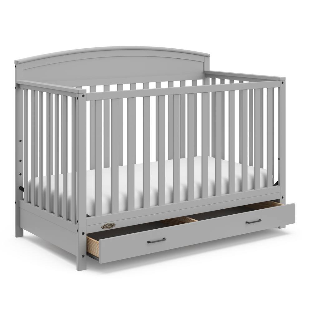 Graco Benton Pebble Gray 5-in-1 Convertible Crib with Drawer -  04532-51F