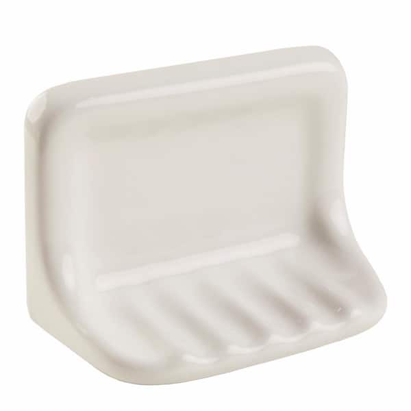 Ceramic Shower Tub Wall Mount Soap Dish Tray Gloss White 6 1/2" x 4 3/4" 