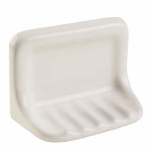 Bathroom Accessories White 4-3/4 in. x 6-3/8 in. Glossy Wall Mount Resin Soap Dish Tile Trim