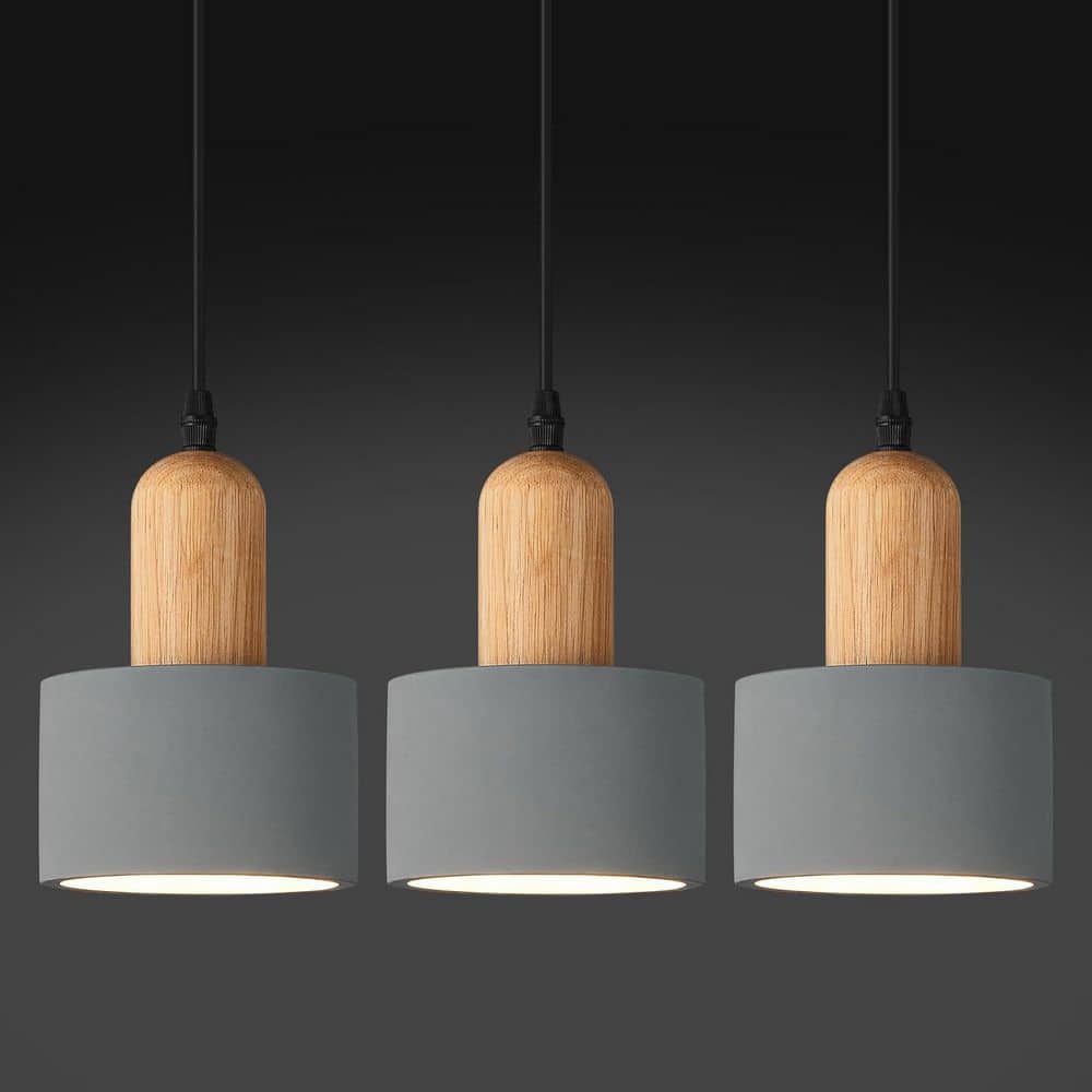 Modern Cement 3 light Pendant Lights Grey Chandelier Wooden Ceiling Lamps for Kitchen Island Bedroom Dining Room bar price history on PriceWatchPro