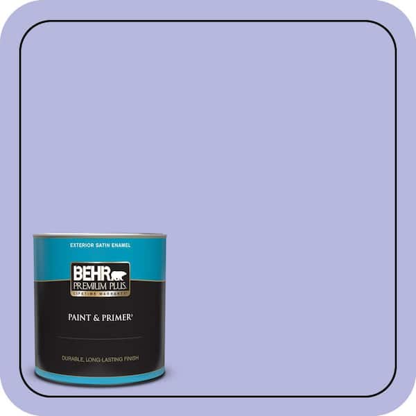 BEHR PREMIUM PLUS 1 qt. #P550-3 Lavender Cloud Satin Enamel Exterior Paint & Primer