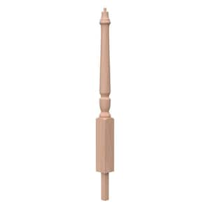 Stair Parts 3063 43 in. x 3-1/2 in. Unfinished Red Oak Pin Top Round Bottom Volute Newel Post for Stair Remodel