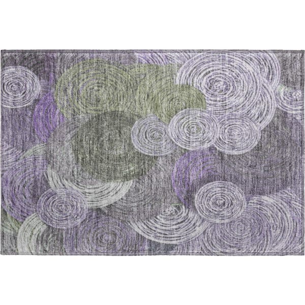 Mayfield Premium Machine Washable Abstract AMF2267 Purple 2 ft. x 3 ft. Accent Rug