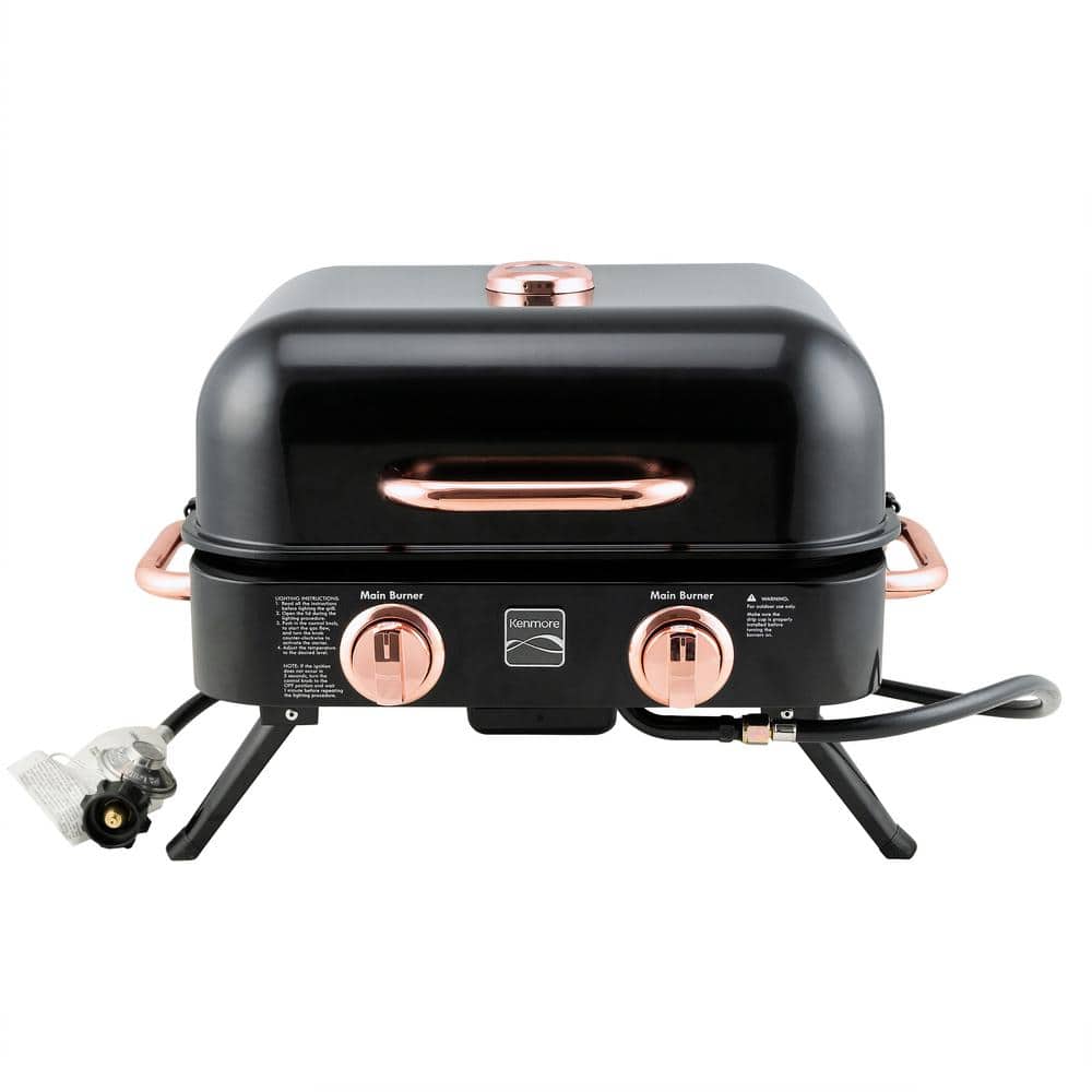 KENMORE 2-Burner Retro Portable Propane Gas Grill in Black and