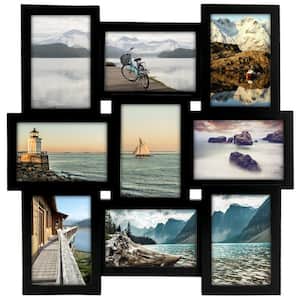 9-4 in. x 6 in. Black 9-Opening Home Profiles Puzzle Collage Picture Frame
