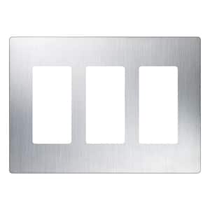 Claro 3 Gang Wall Plate for Decorator/Rocker Switches, Stainless Steel (CW-3-SS) (1-Pack)