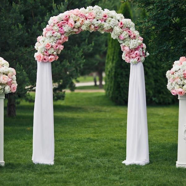 AESOME - 102.3 in. x 78.7 in. Elegant Arch Arbor White Metal Garden Party Wedding Decoration for Climbing Plants Flowers