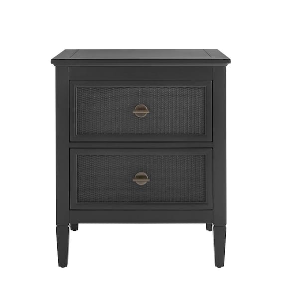 Home Decorators Collection Marsden Black 2-Drawer Cane Nightstand 13966-02  - The Home Depot