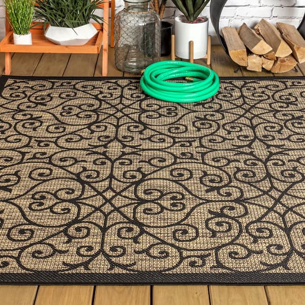 JONATHAN Y Madrid Vintage Filigree Black/Khaki 3 ft. 11 in. x 6 ft