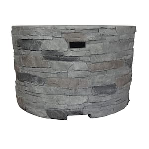 Valeria 31.5 in. x 20 in. Round Concrete Wood Burning Fire Pit in Grey