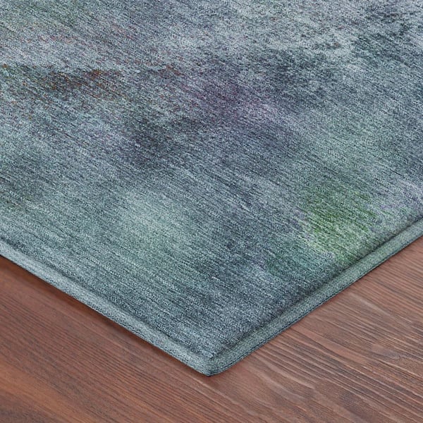 Mayfield Premium Machine Washable Abstract AMF2308 Blue 2 ft. x 7 ft. Runner Rug