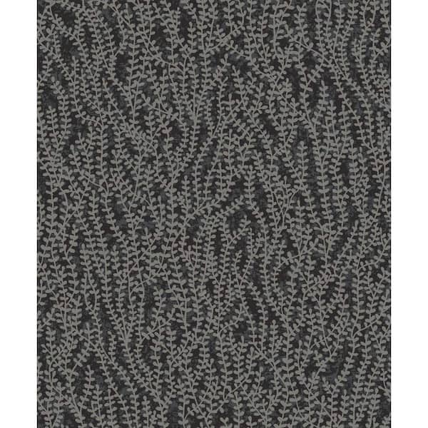 Seabrook Designs 57.5 sq. ft. Silver Glass Seaweed Beaded Branches Nonwoven Paper Unpasted Wallpaper Roll