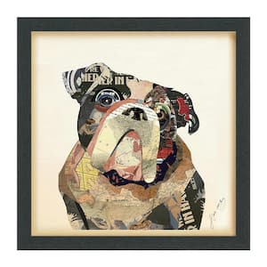 "English Bulldog" Dimensional Collage Framed Graphic Art Under Glass Wall Art, 17in. x 17in.