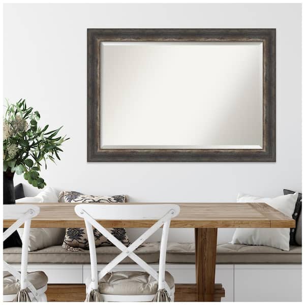 Bark Rustic Char 41 in. H x 29 in. W Framed Wall Mirror