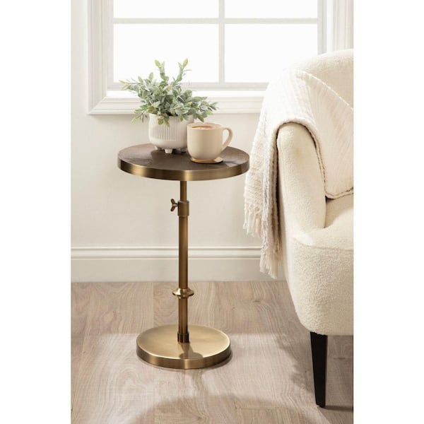 Engles 14 in. Gold Round Metal End Table