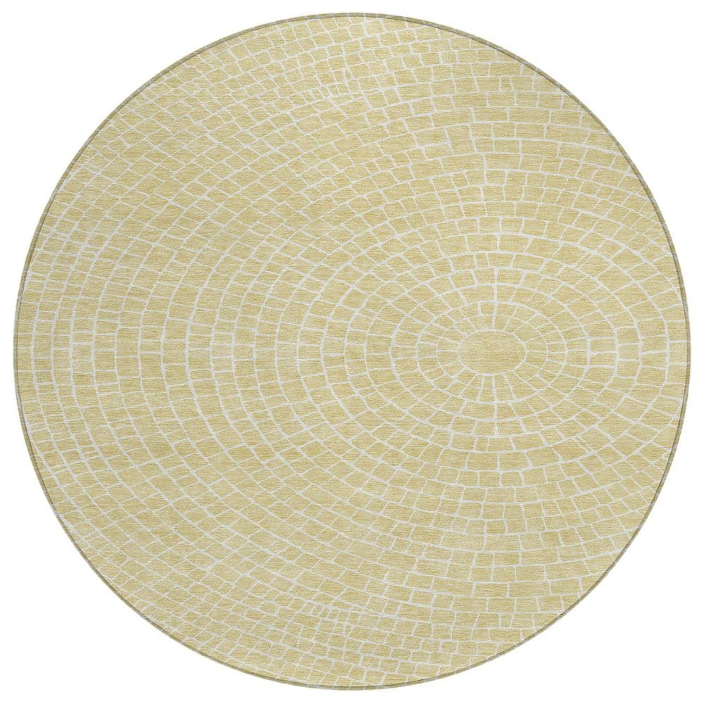 Chantille Machine Washable Indoor/Outdoor Abstract ACN2455 Wheat 8 ft. x 8 ft. Round Rug price history on PriceWatchPro