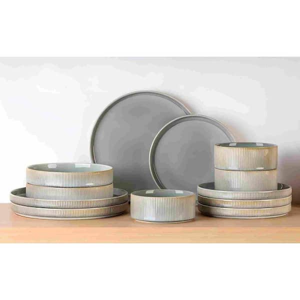 12-Piece Desert Sage Modern Ceramic Kitchen Dinnerware Sets with Plates and Bowls (Service for 4)