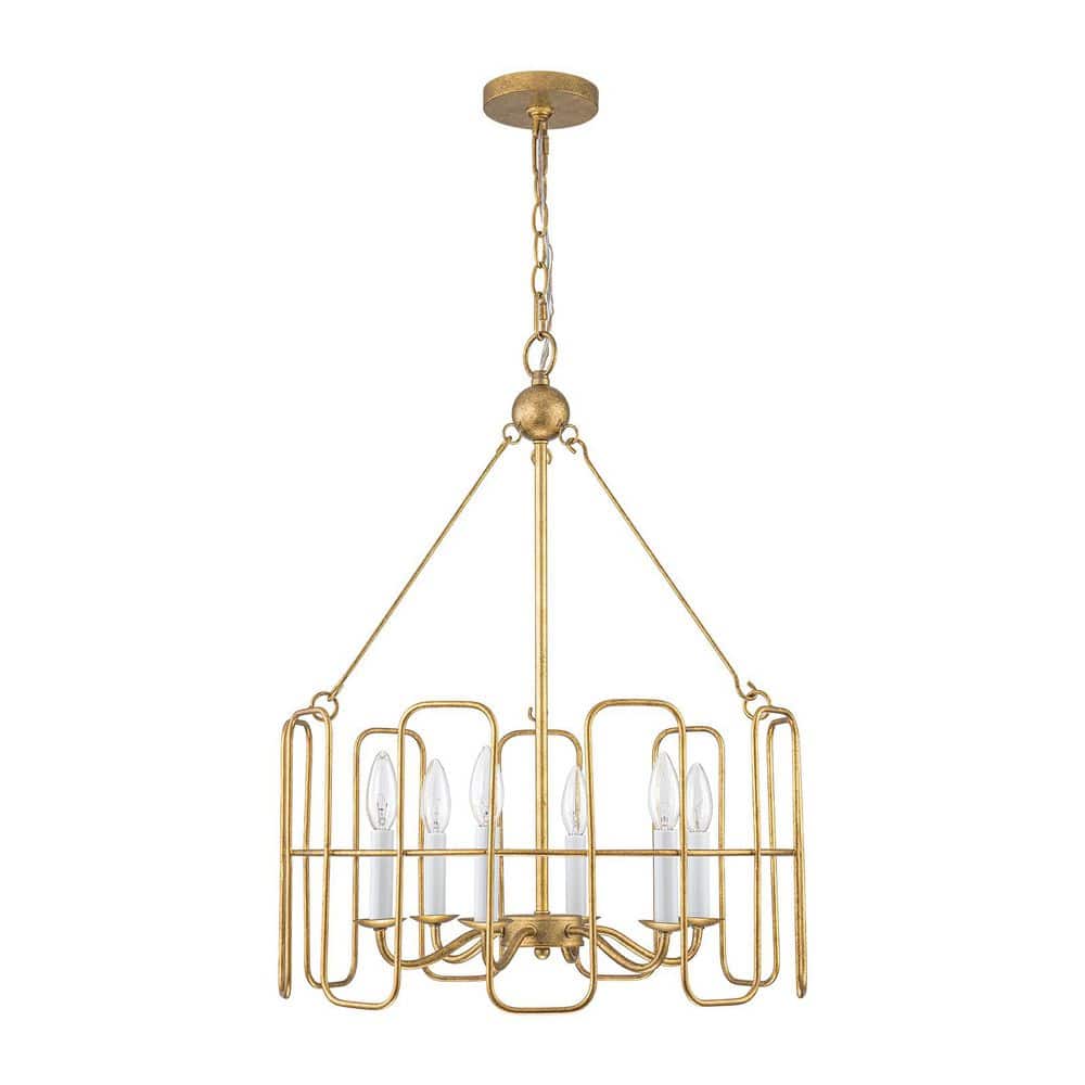 Libtad 6-Light 20.9-in W Antique Gold Open Cage Chandelier Candle Pendant Light for Dining Room and Living Room price history on PriceWatchPro
