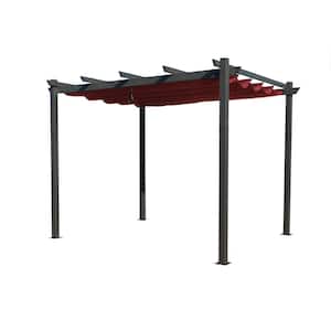 Morgan 12 ft. x 10 ft. Gray Aluminum Frame Outdoor Pergola with Burgundy Color