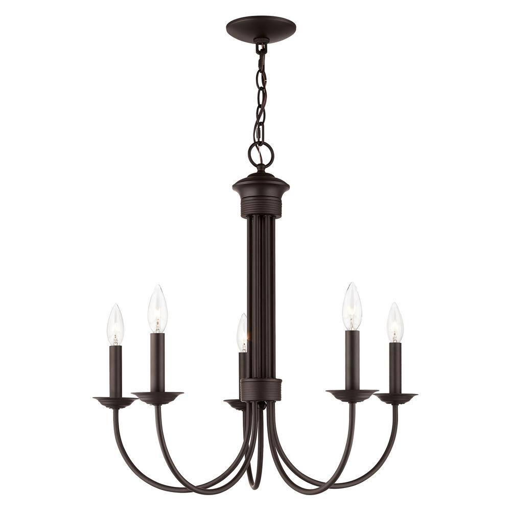 Estate Bronze 5-Light Classical Chandelier with Candelabra Base