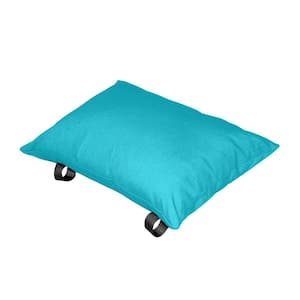 Polyester True Turquoise Solid Lumbar Outdoor Throw Pillow